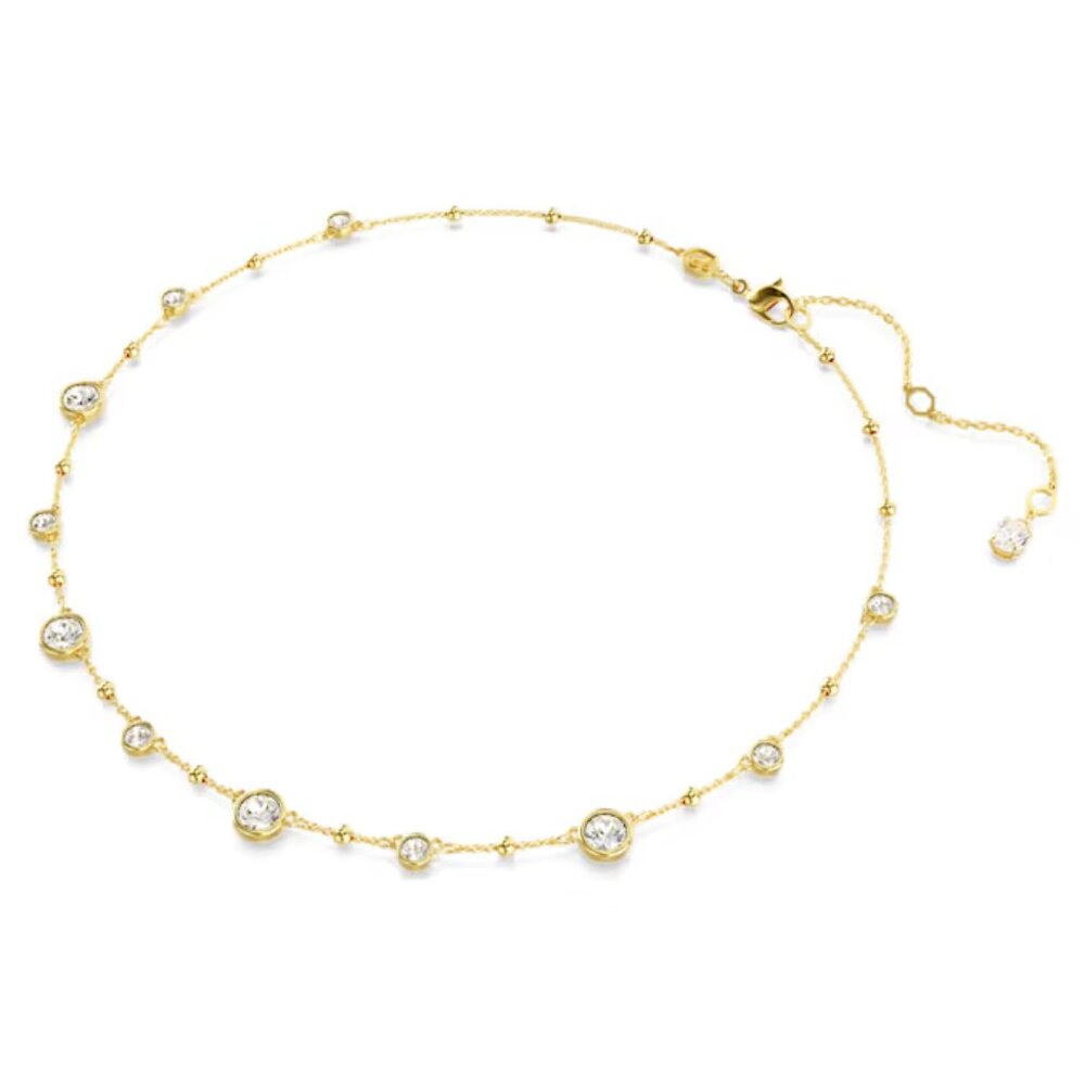 SWAROVSKI Imber necklace Round cut, Scattered design, White, Gold-tone plated - Picture 4 of 11